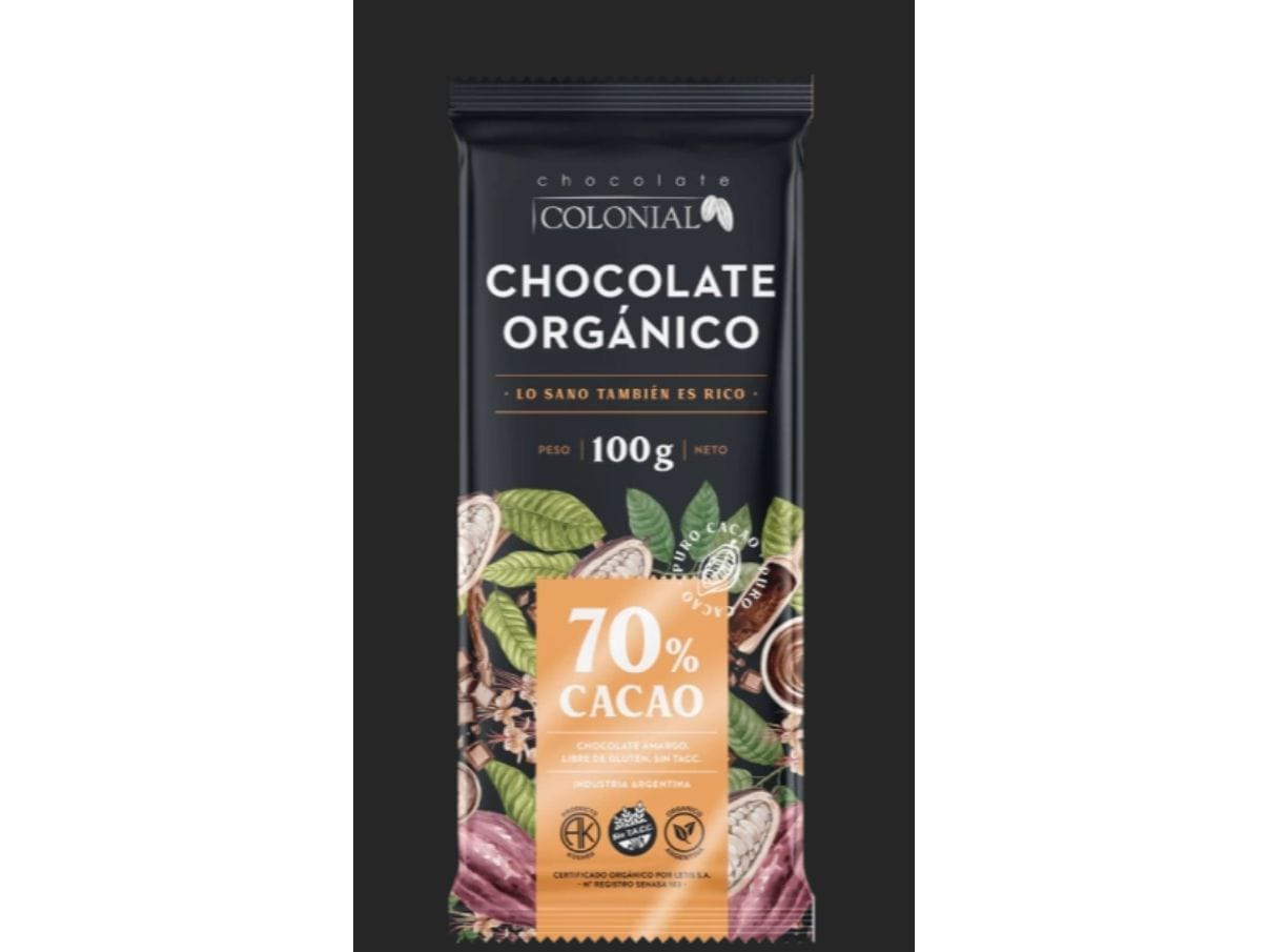 CHOCOLATE COLONIAL ORGÁNICO 70% CACAO 100 gr.