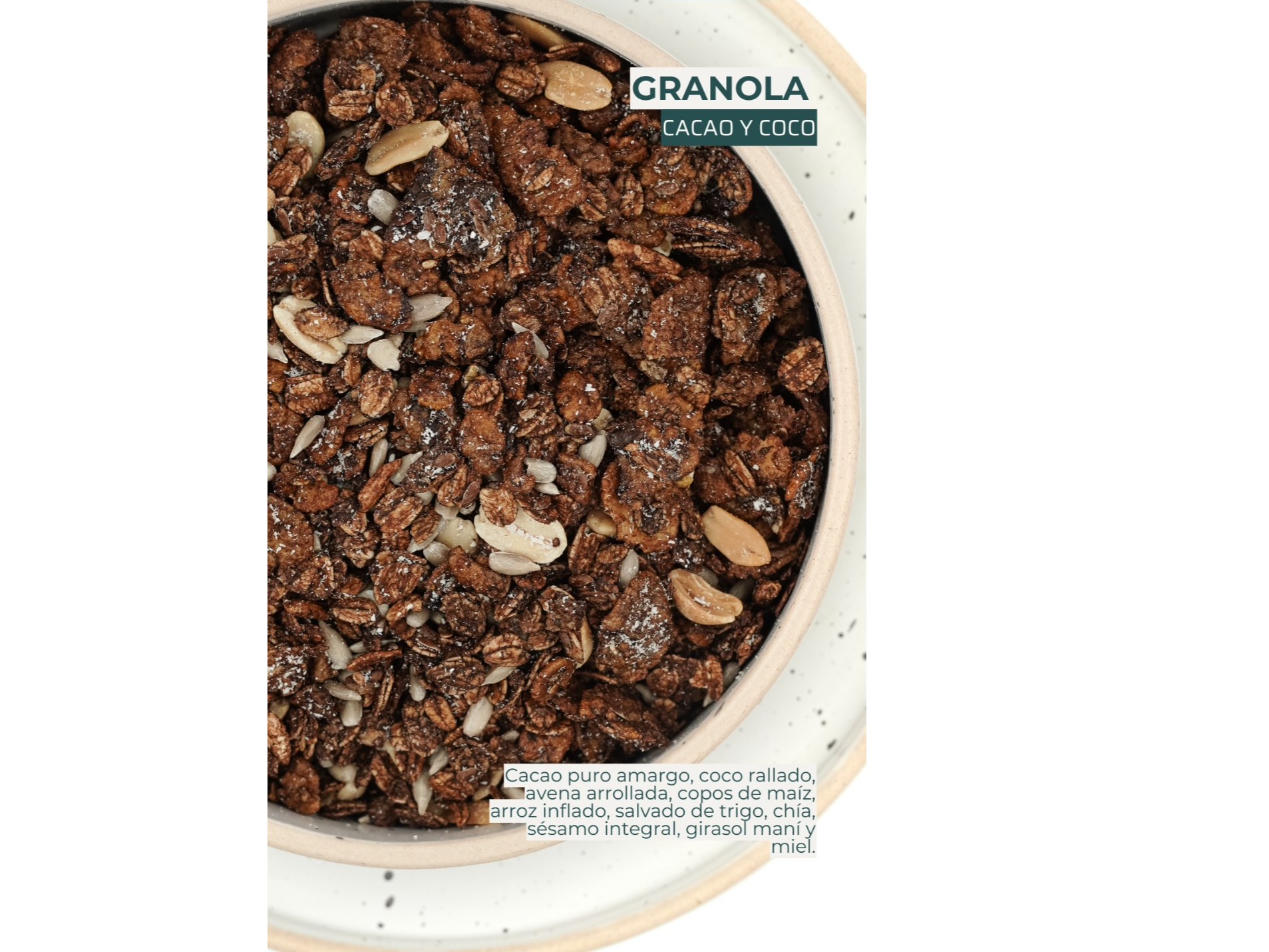 GRANOLA CON CACAO Y COCO