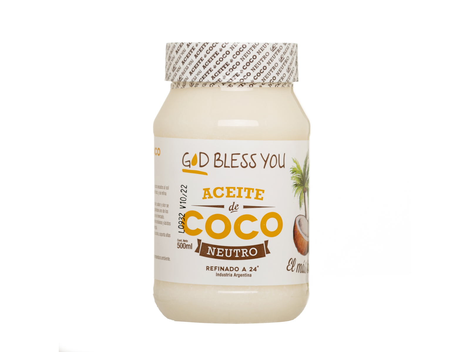 Aceite de coco Neutro "God Bless You" x 500 cc