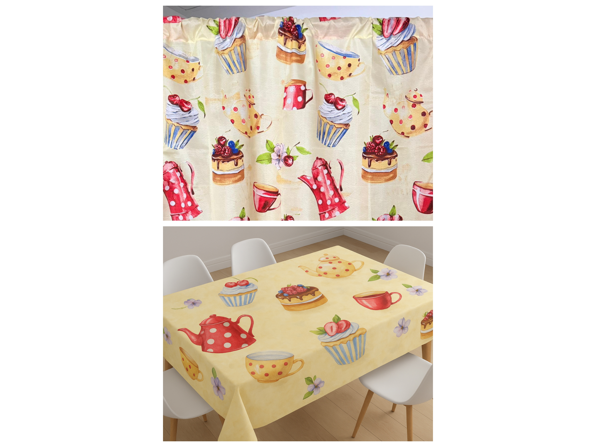 Set Cortinas + Mantel Microfibra