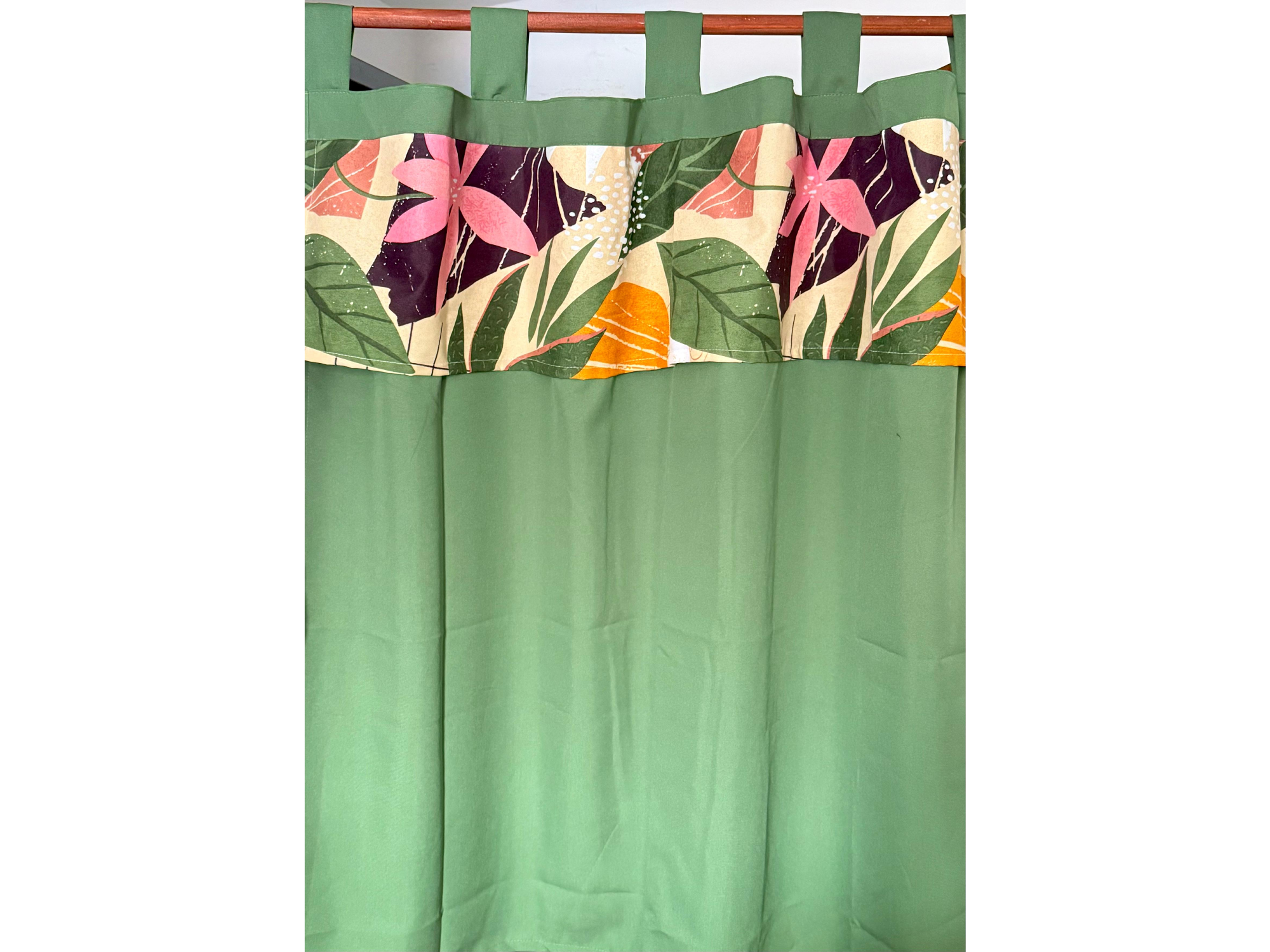 Cortina Tropical de cocina, con faldón estampado