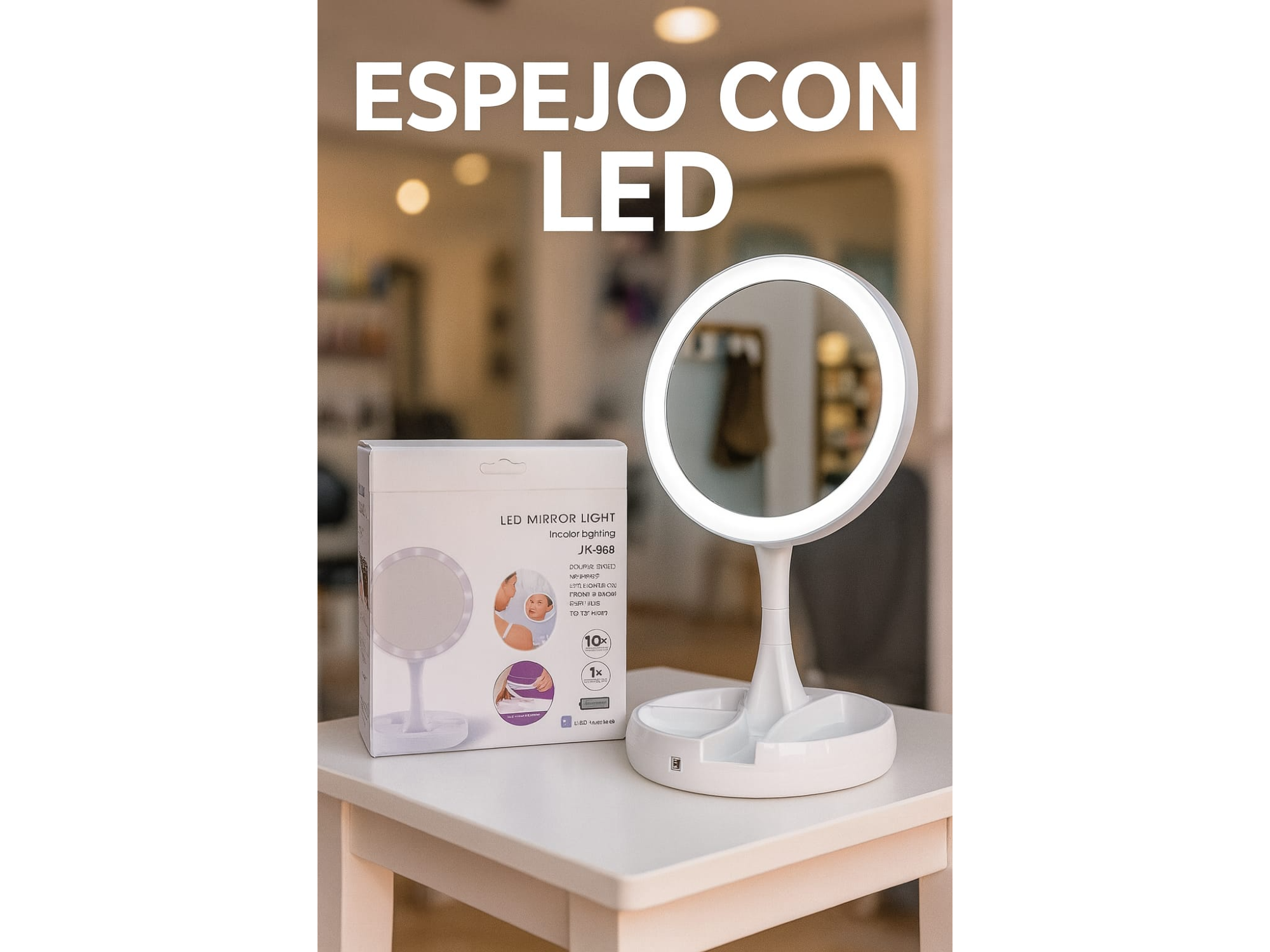 Espejo luz led c/alajero