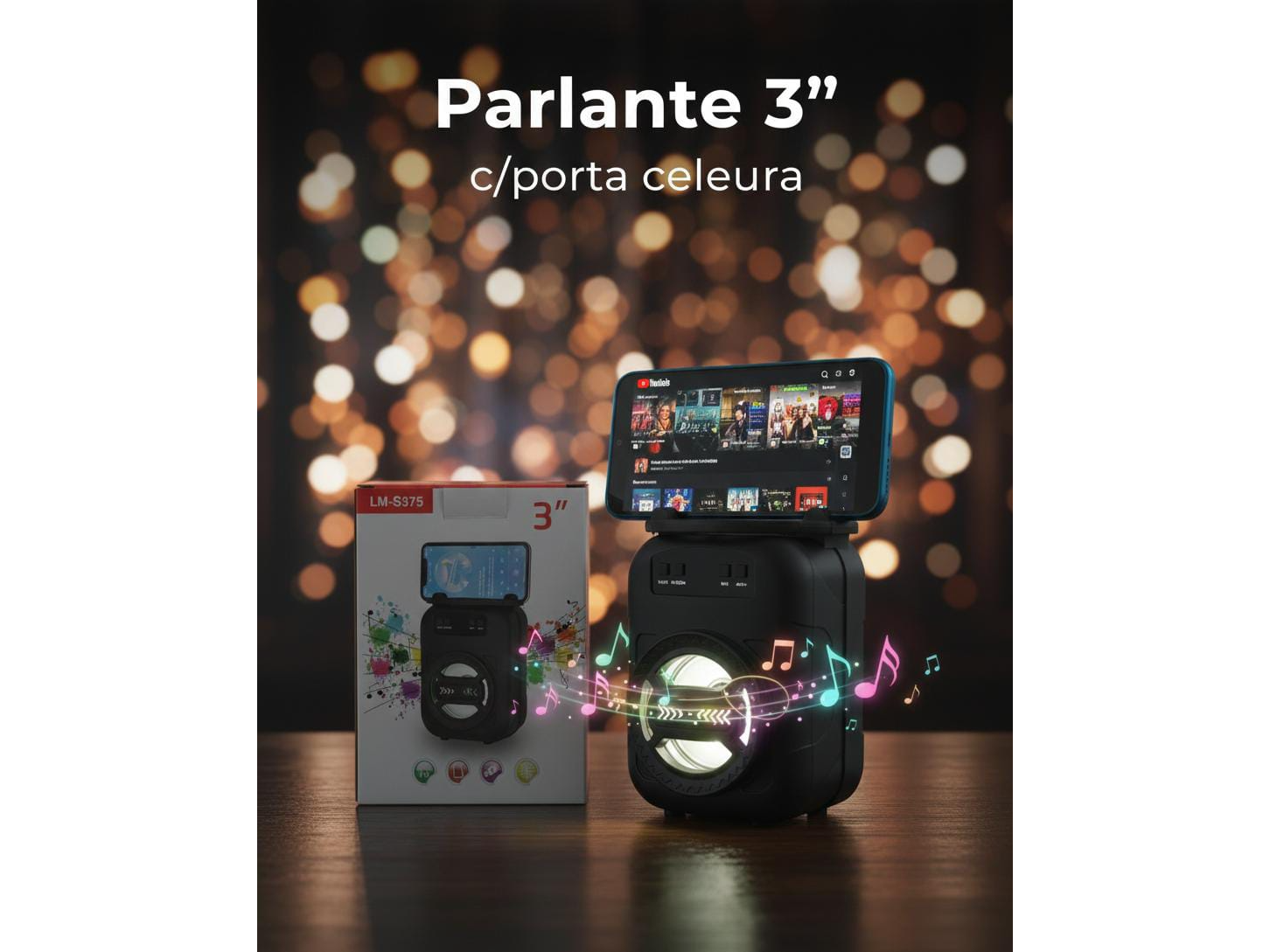 Parlante 3" porta celular