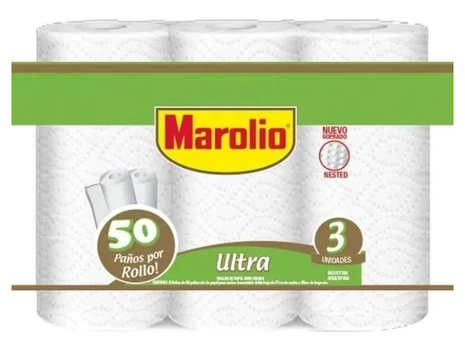 Rollo de Cocina 50 Paños Marolio  3unidades