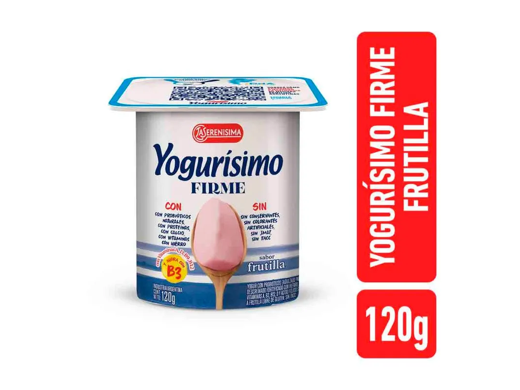 Yogur Firme sabor frutilla con Probióticos Yogurisimo 120g