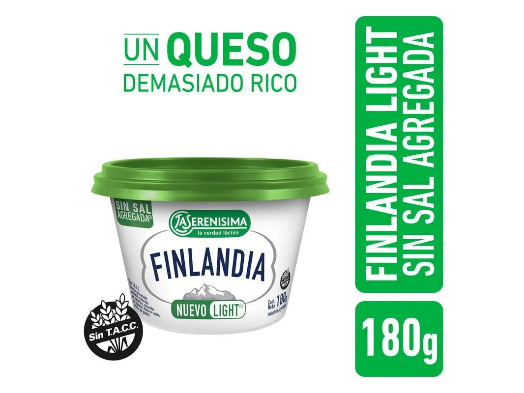 Finlandia Más Liviano Sin Sal La serenisima 180g