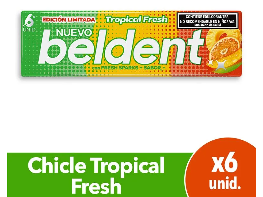CHICLE BELDENT TRIPICAL FRESH