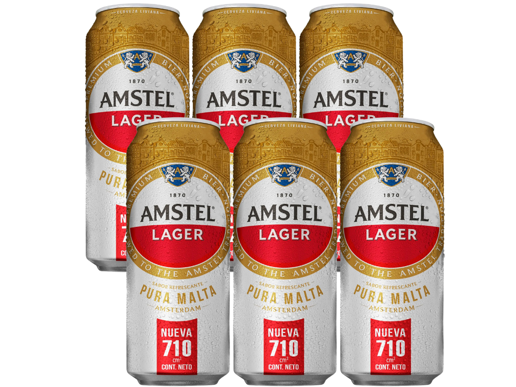 PACK X6 AMSTEL LAGER LATON 710ml