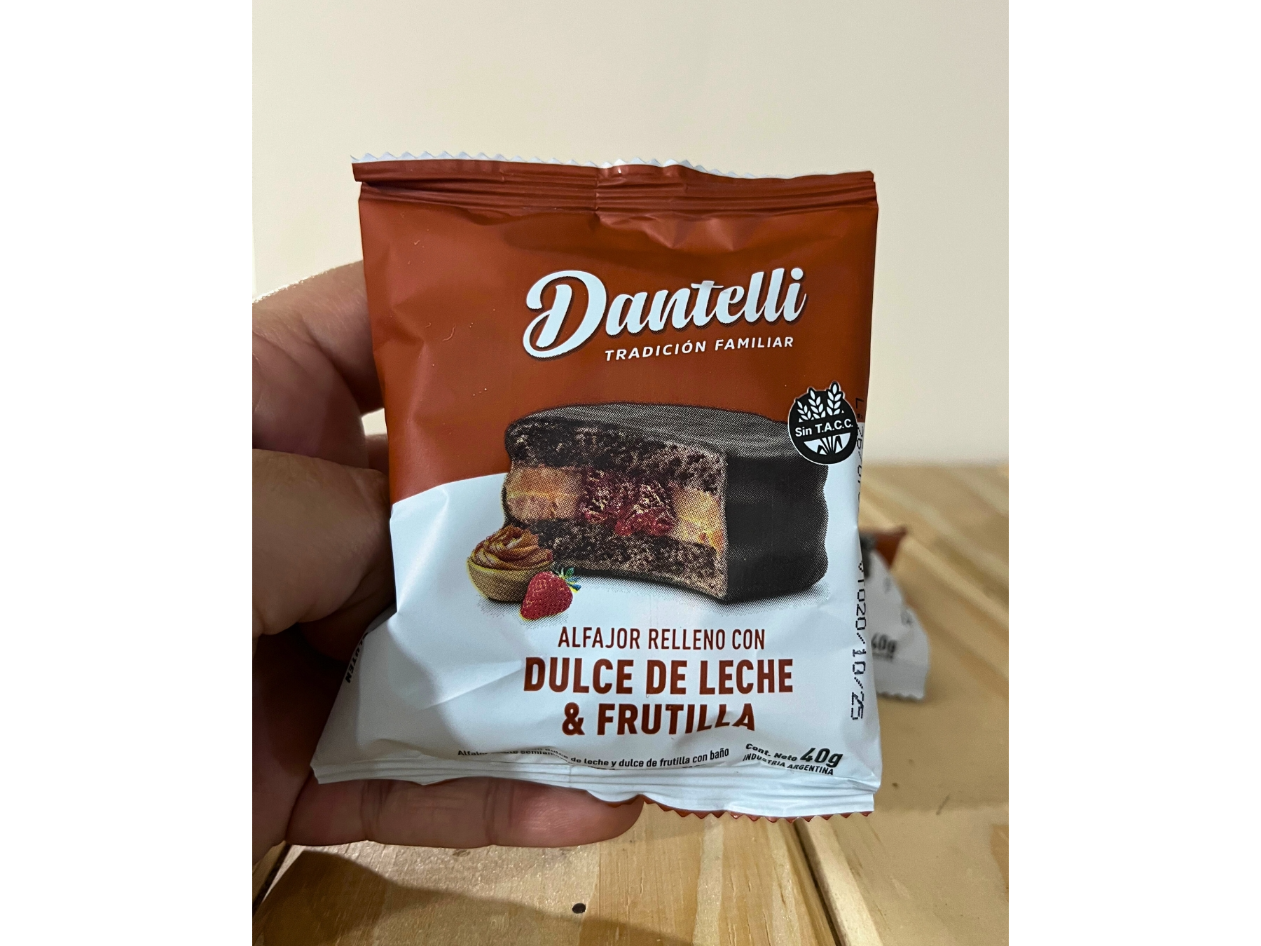 Alfajor Dantelli DdL y Frutilla SIN GLUTEN