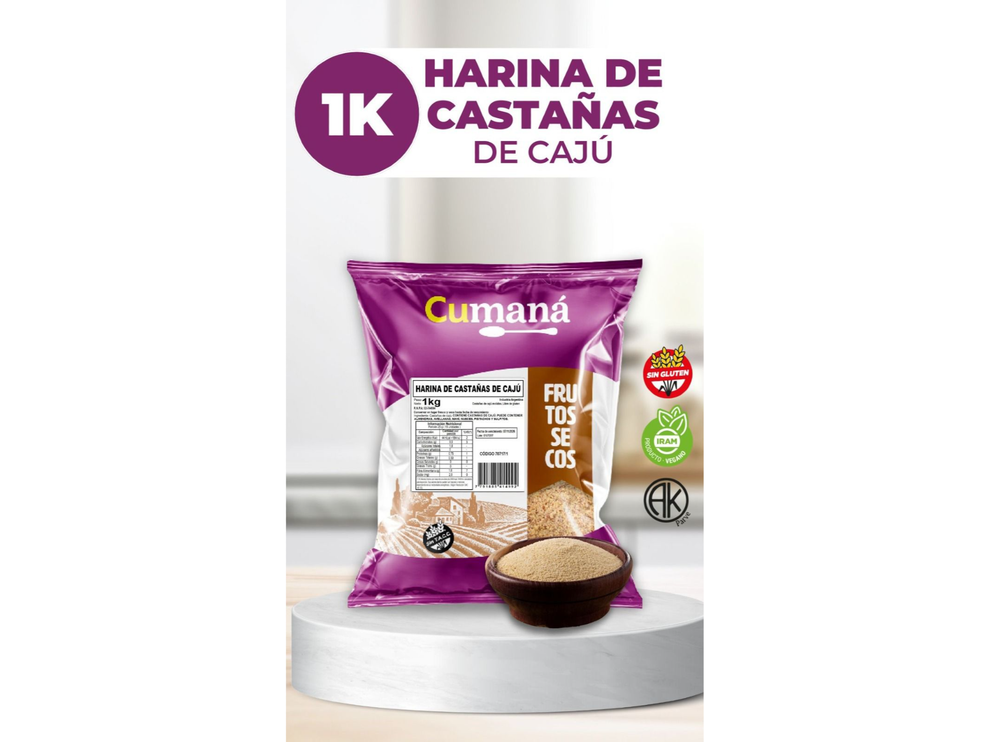 Harina de Castañas de Caju SIN TACC, 100% PURA