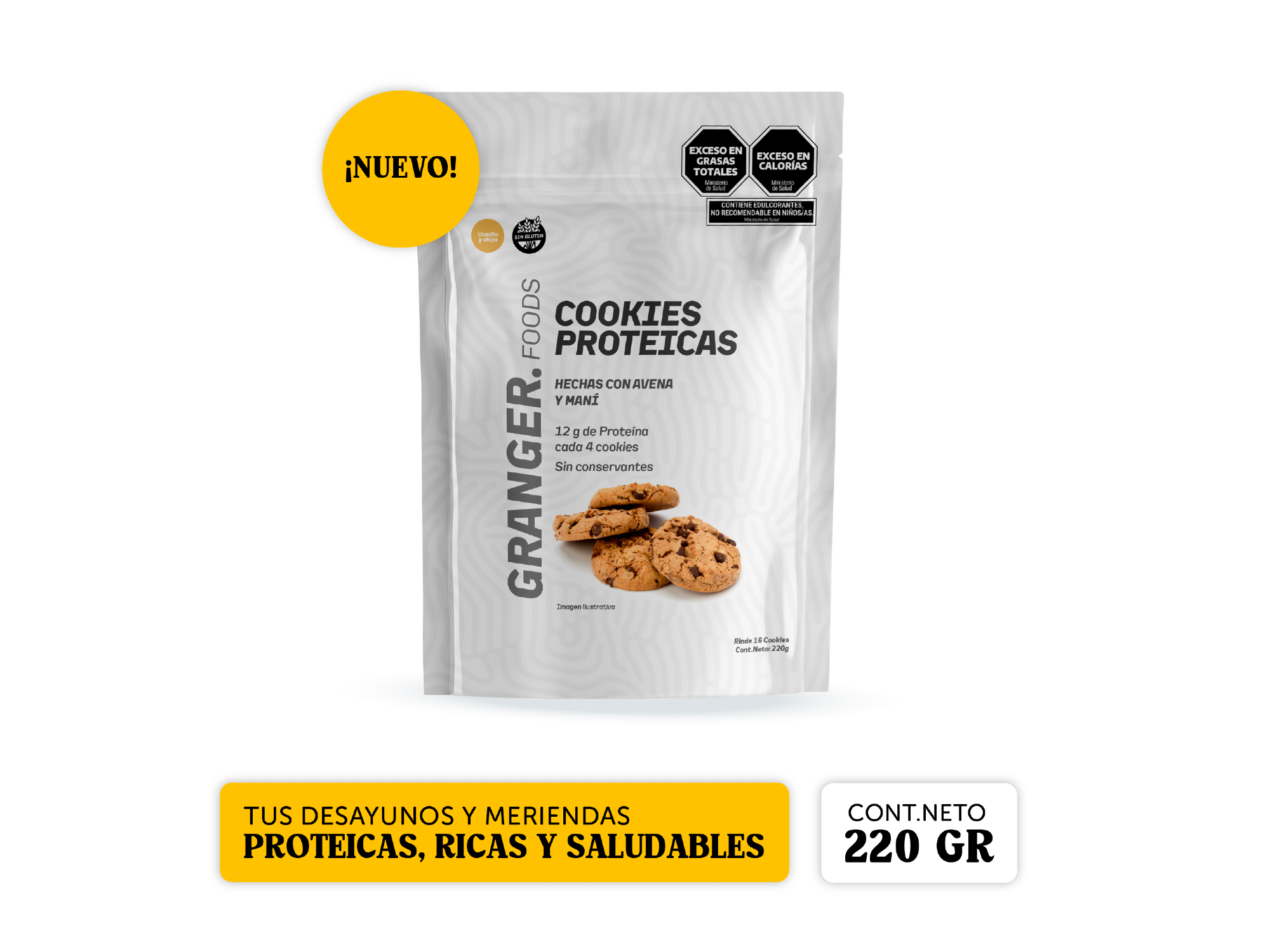 Cookies proteicas con chips de chocolate