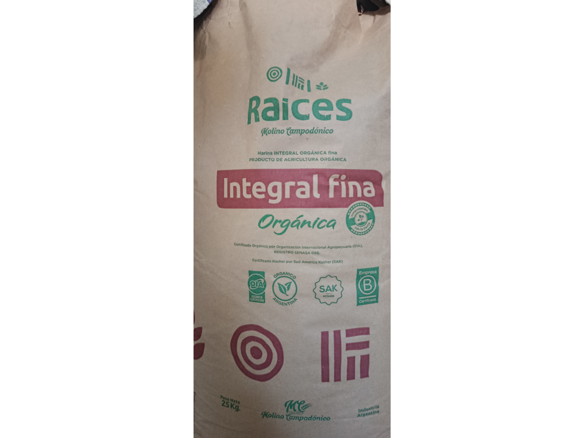 HARINA INTEGRAL ORGANICA "RAICES"