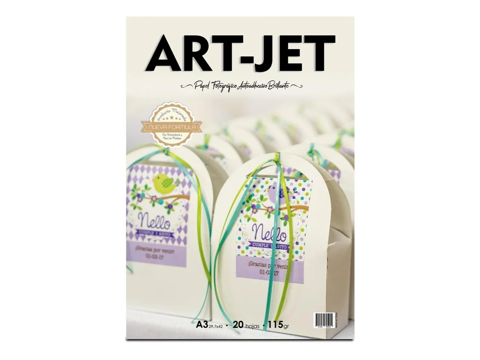 Papel Autoadhesivo ***A3*** Brillante 115g Art-Jet 20 Hojas Blanco Glossy