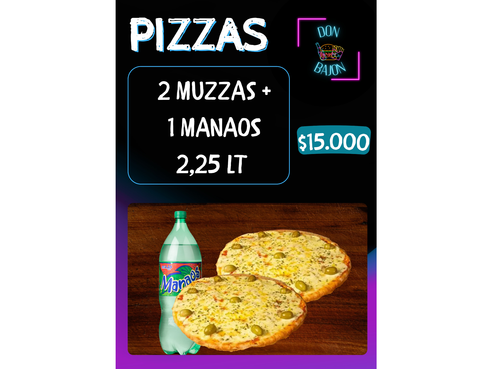 2 muzzarellas + 1 manaos