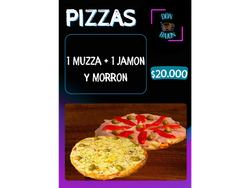 1 muzzarella + 1 jamon y morron