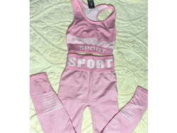 Conjunto deportivo top con calza largo talle XL color rosa