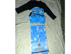 Conjunto deportivo marca Rum 3 piezas talle L celeste y blanco.
