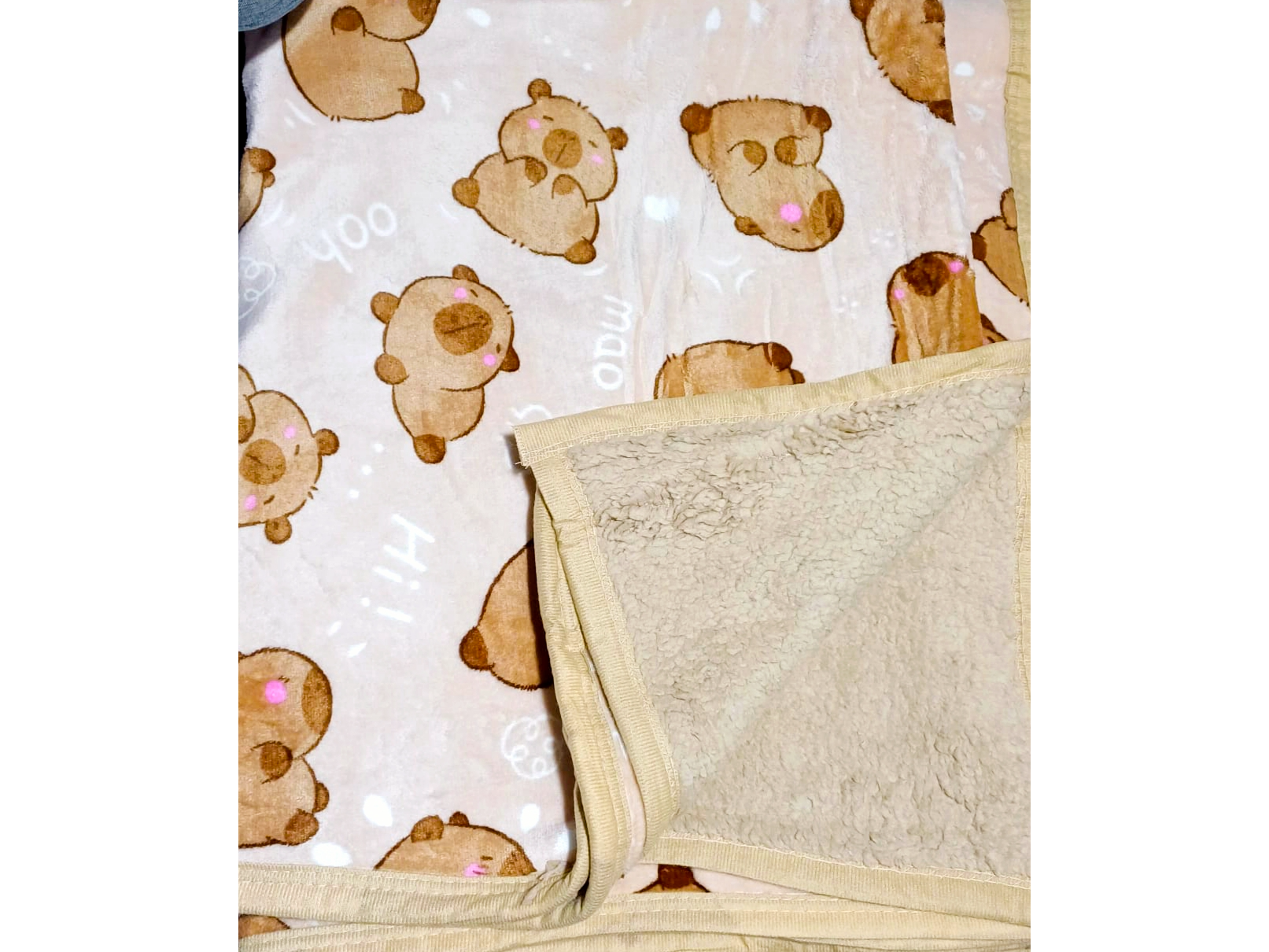 Manta con corderito de Capibara color beige