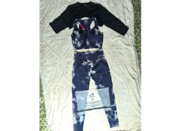 Conjunto deportivo 3 piezas marca Rum Talle L azul y blanco.