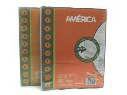 REPUESTO N°3 (TAMAÑO RIVADAVIA) AMERICA X 400 HOJAS CUADRICULADO
