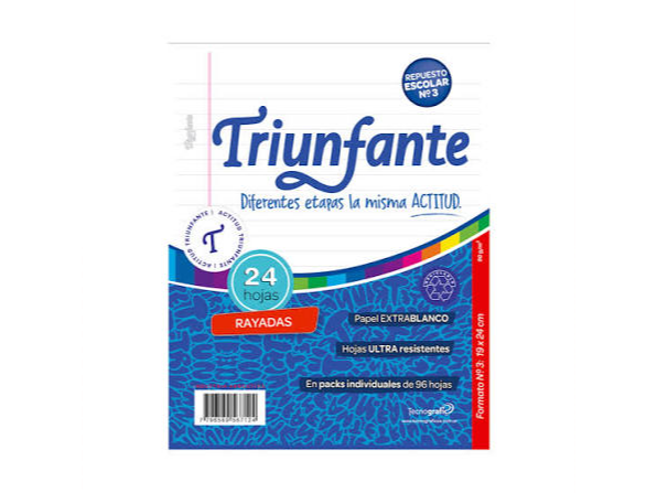 REPUESTO N°3 (TAMAÑO RIVADAVIA) TRIUNFANTE X 24 HOJAS