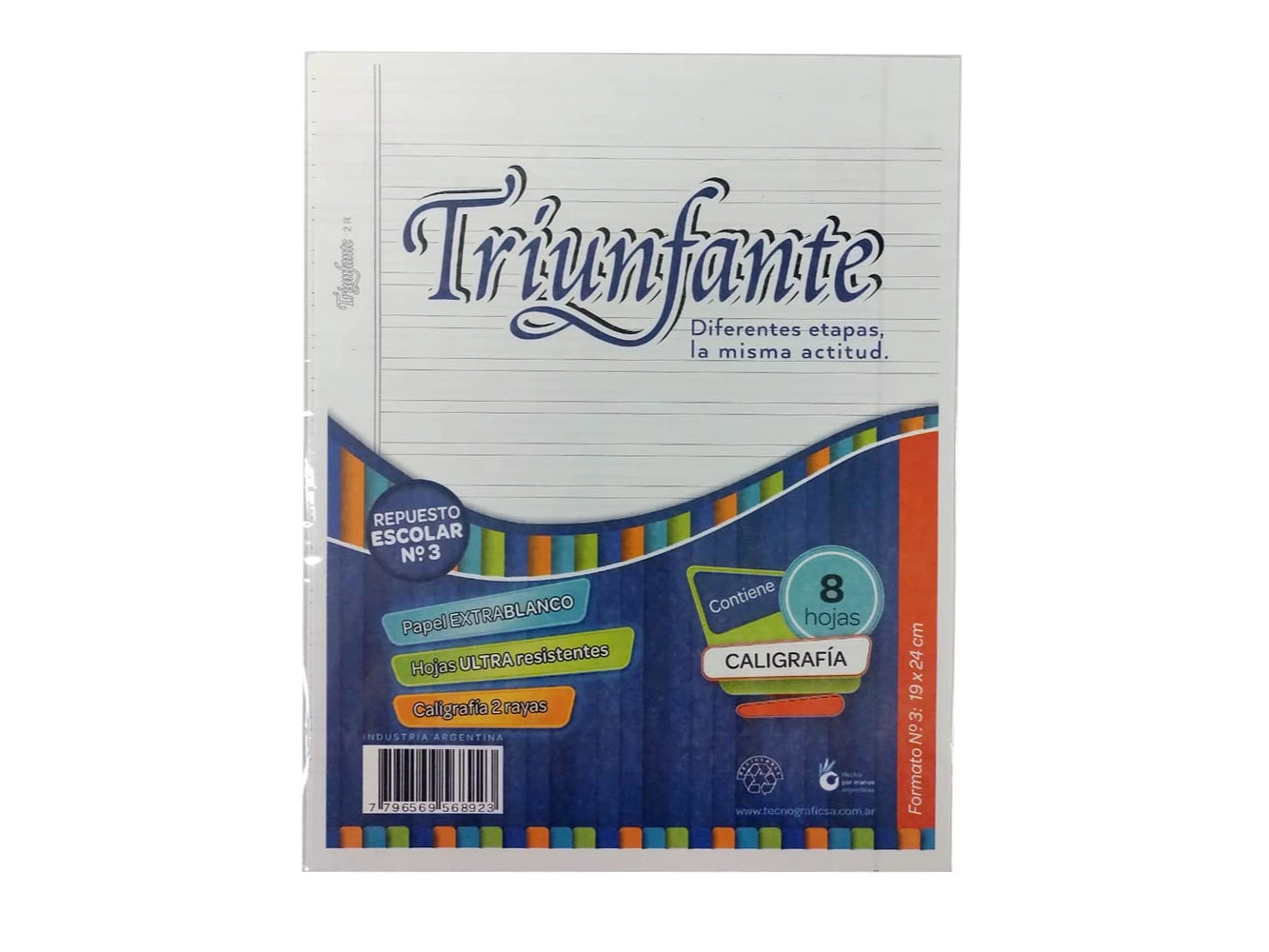 REPUESTO DE CALIGRAFIA N°3 (TAMAÑO RIVADAVIA) X 8 UNIDADES
