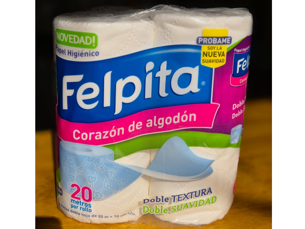 PAPEL HIGIENICO FELPITA DE HOJA DOBLE 20MTS