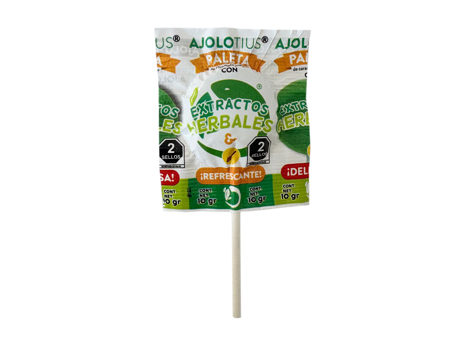 PALETAS DE CARAMELO MACIZO CON EXTRACTO HERBALES Y SABOR MIEL (AJOLOTIUS)