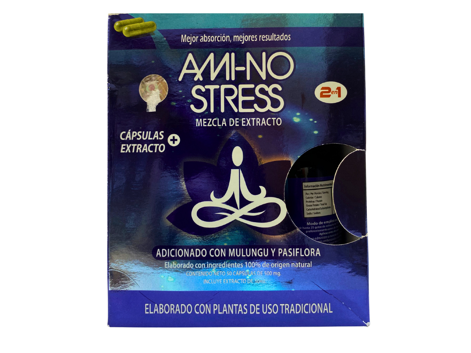 AMI-NO STRESS 50 CAPSULAS MAS EXTRACTO 30ML ADICIONADO CON MULUNGU Y PASIFLORA XOTLA