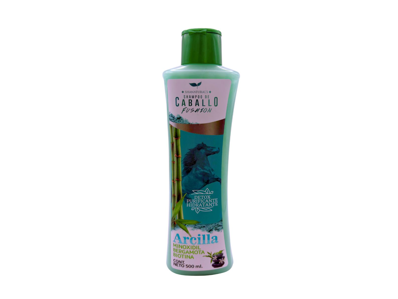 SHAMPOO DE CABALLO FUSHION ARCILLA (MINOXIDIL, BERGAMOTA Y BIOTINA) 500ML SHANATURALS