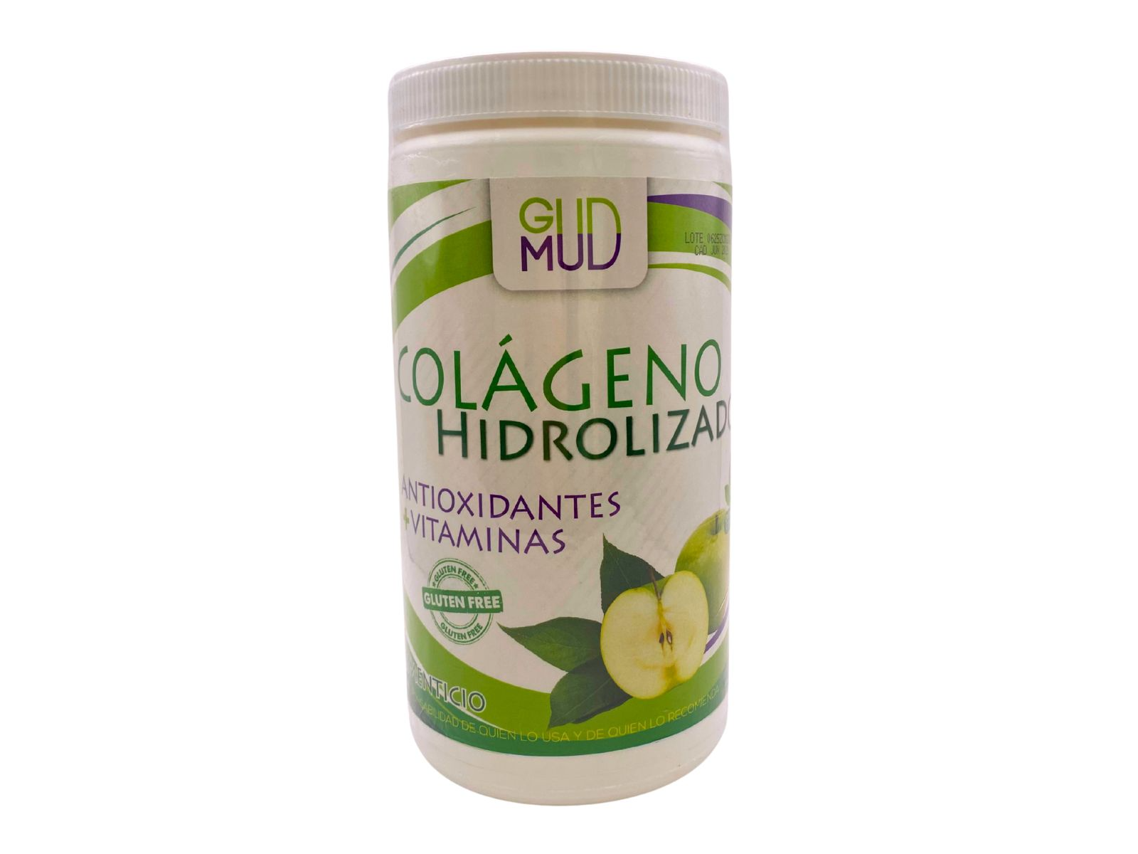 COLÁGENO HIDROLIZADO SABOR MANZANA CON ANTIOXIDANTES + VITAMINAS 500 GR GUD MUD