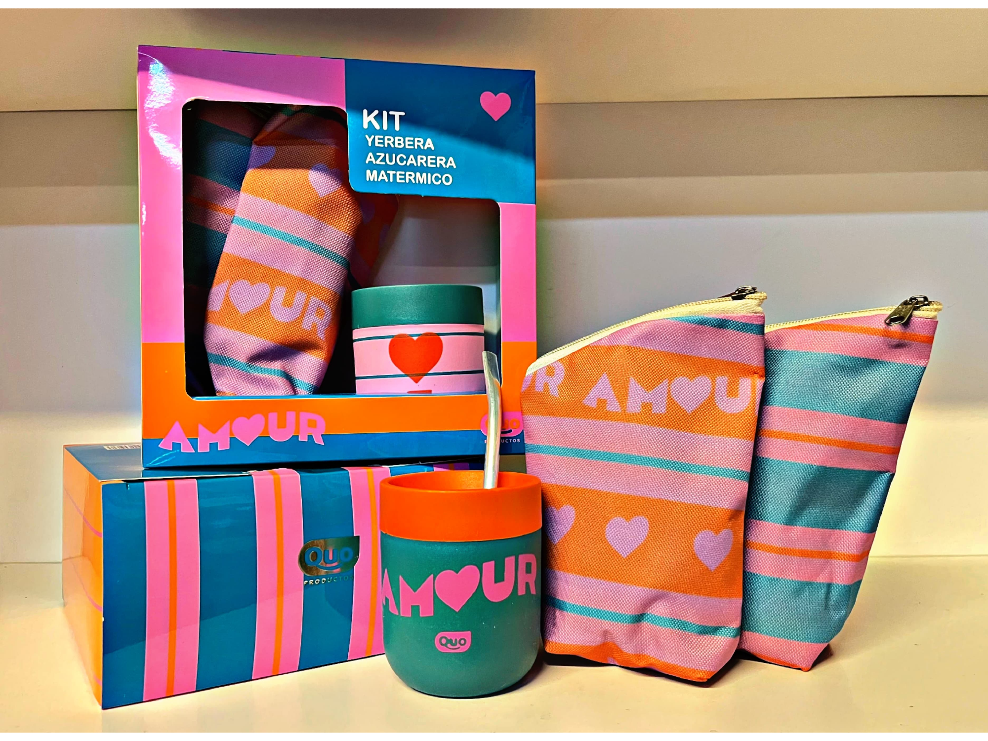 Kit yerbera de tela con mate "Amour"