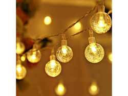 Guirnalda de luz eléctrica Esfera cristal blanco cálido *(3 mts)*