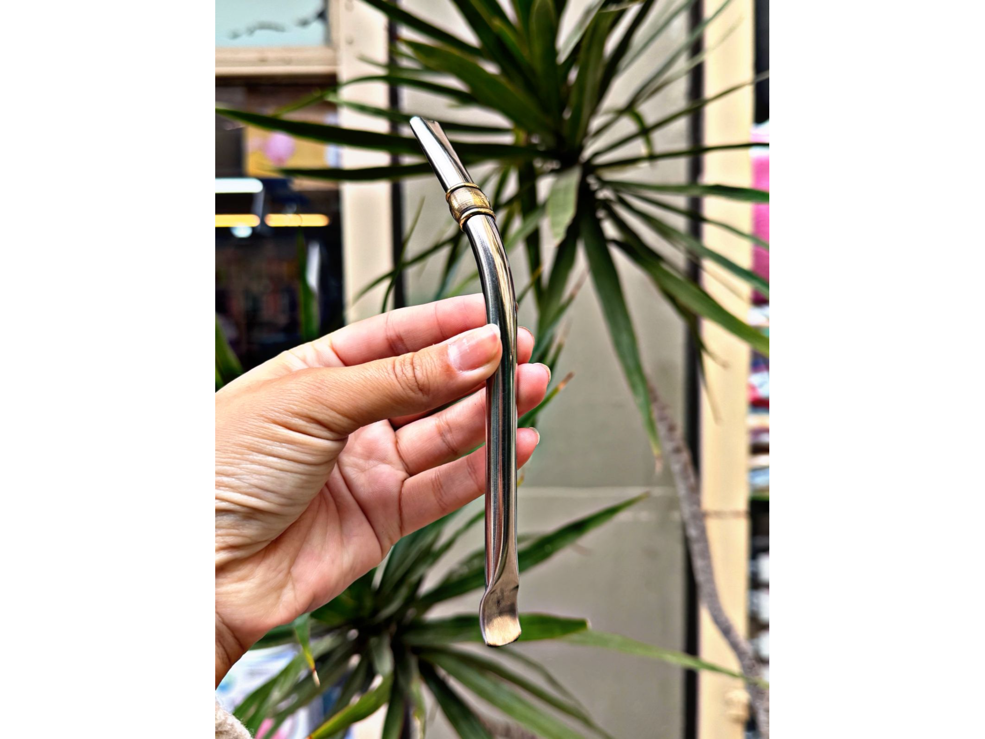 BOMBILLA PICO DE LORO CON APLIQUE DORADO 16CM