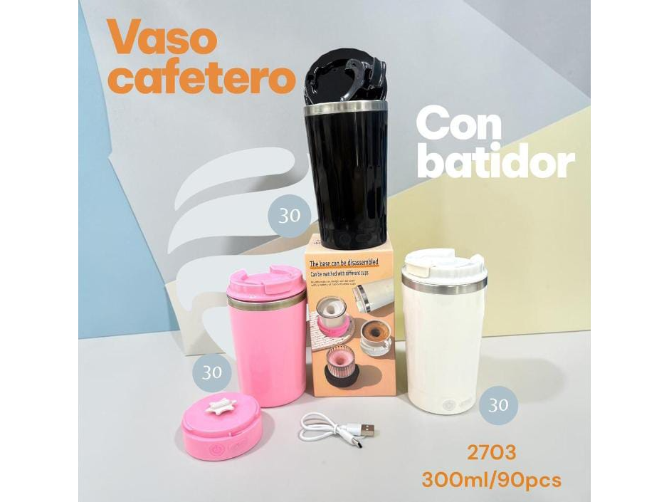 VASO CAFETERO CON BATIDOR