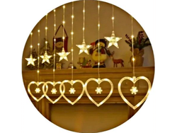 Cortina de Luz Con corazones Y Estrellas Blanco cálido *(3 mts)*