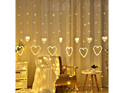 Cortina de luz Con corazón blanco cálido *(3 mts)*
