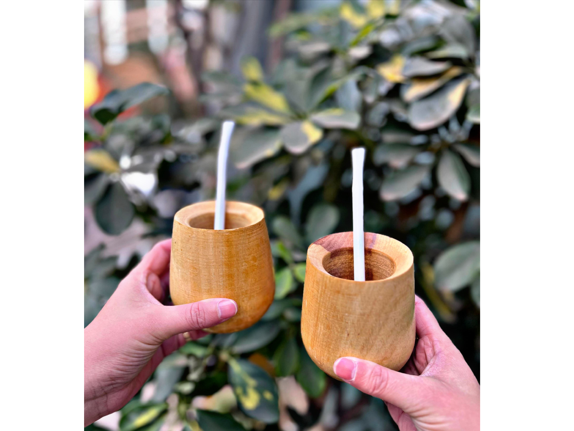 Mate madera con bombilla
