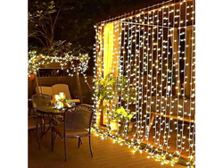 Cortina y Lluvia de luz arroz blanco cálido *(3 mts)*