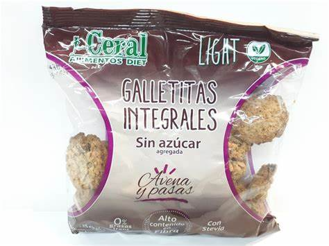 Galletas integrales avena y pasas180gr