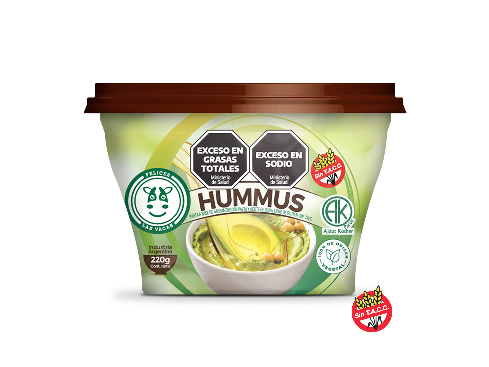 HUMMUS CON PALTA Y OLIVA 220 GR FELICES LAS VACAS