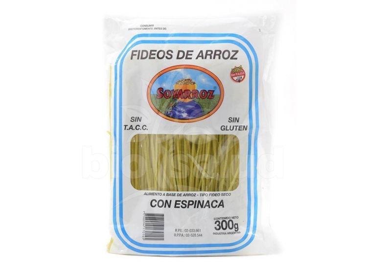 FIDEOS DE ARROZ ESPINACA X 300 GRS.