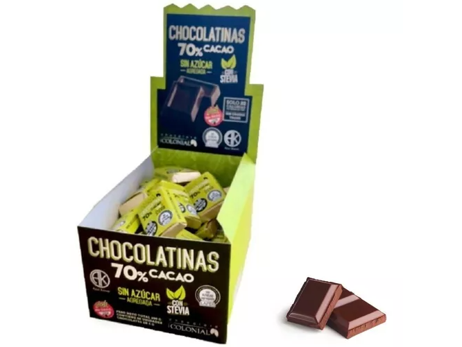 CHOCOLATINAS CON STEVIA 70% COLONIAL