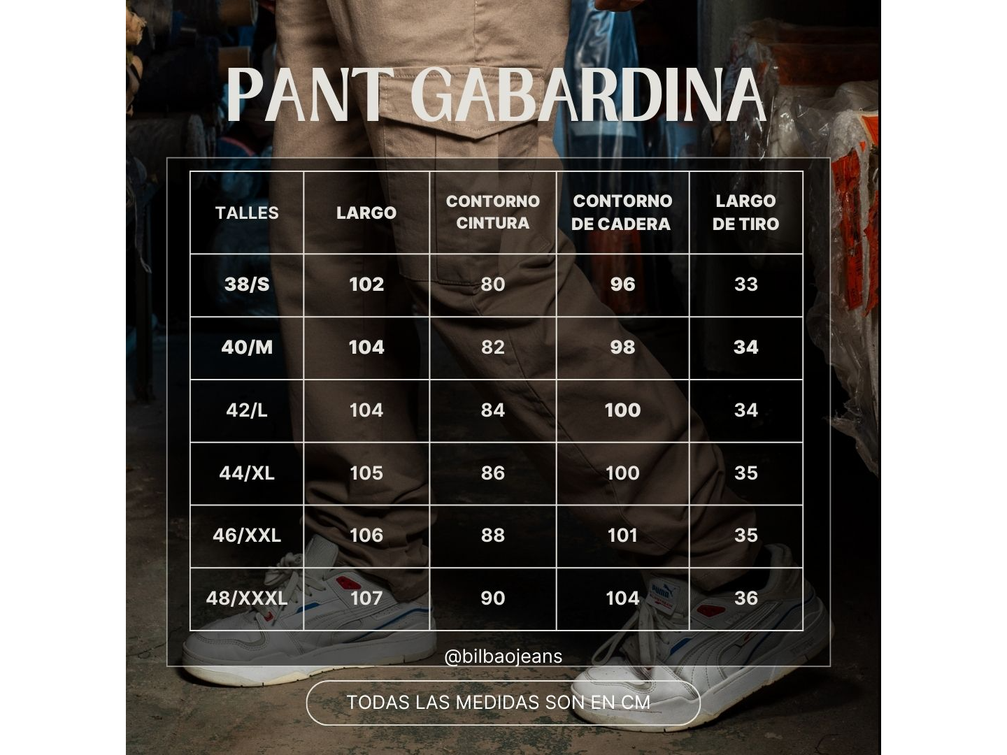 TABLA DE TALLES PANTALON GABARDINA MOM