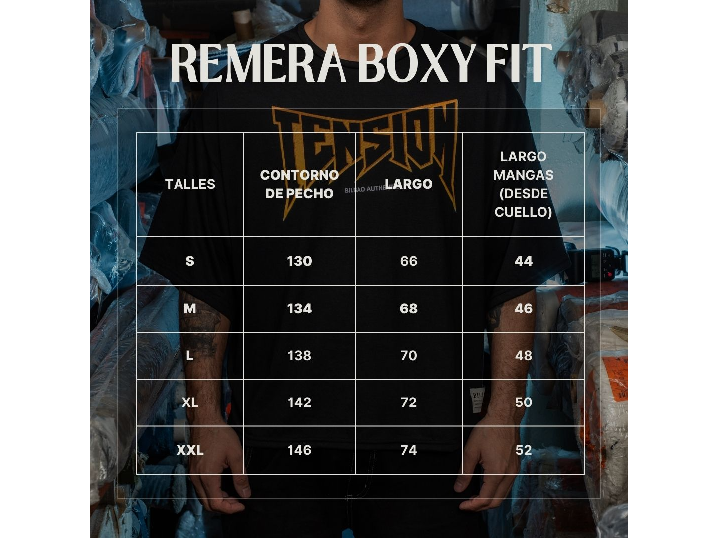 TABLA DE TALLES REMERA BOXY FIT