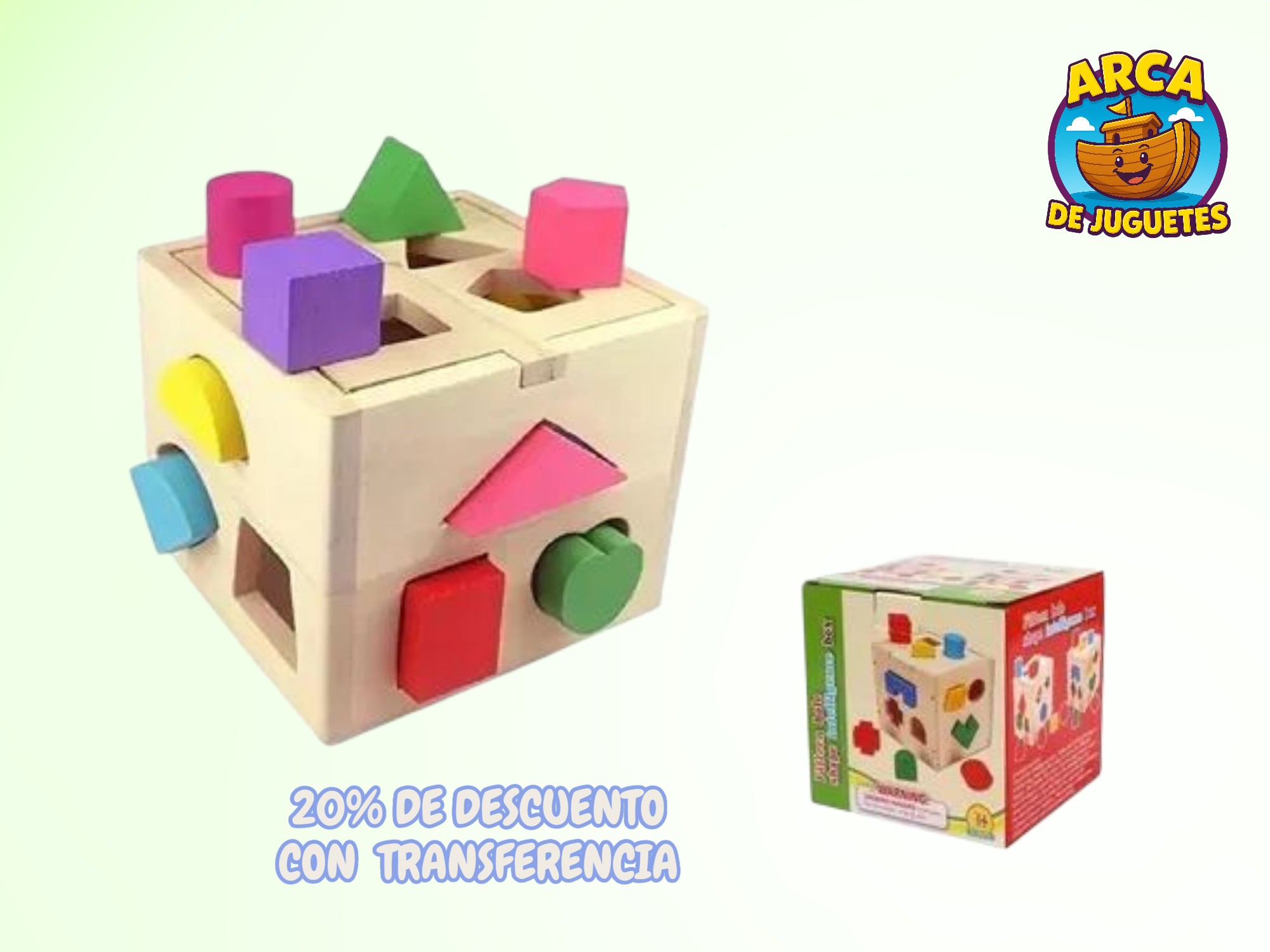 Cubo de Encastre de Madera con Figuras • Juego Didáctico Infantil • Estimula la Coordinación y el Aprendizaje