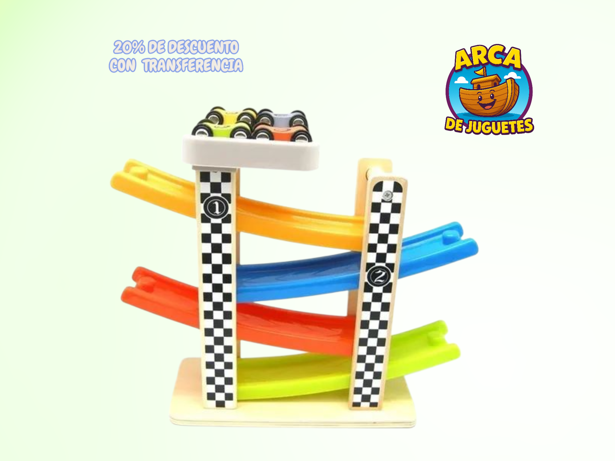 Bajada de Autos de Madera 4 Pisos | Circuito con Rampas y Autitos • Didáctico y Ecológico