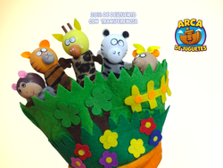 Guante Títeres de Dedo en Tela y Madera 🧤 – Animales / Familia / Cuento “Los 3 Cerditos” – Juguete Didáctico Infantil