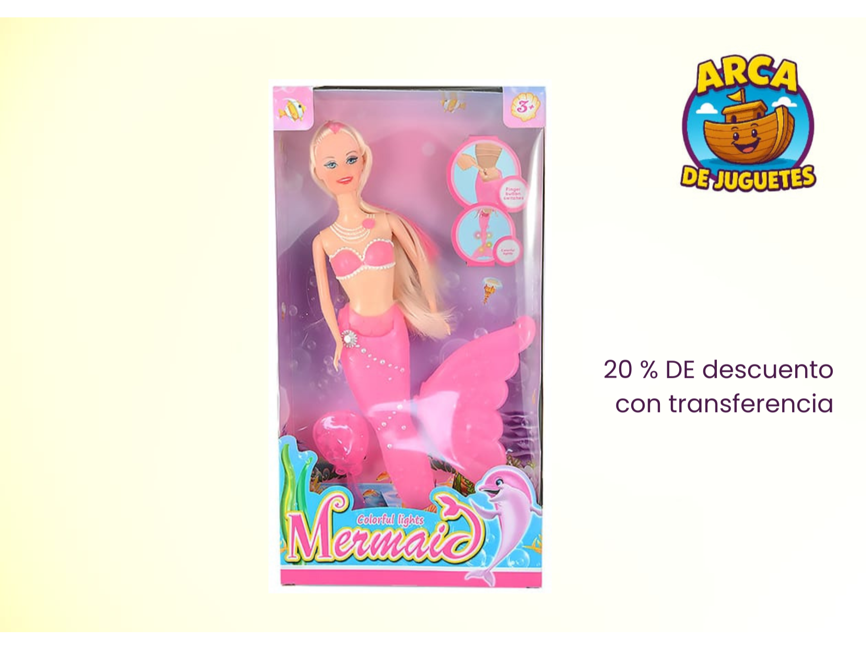Muñeca Sirena con Luz en la Cola – Brilla y Cambia de Color – Juguete Mágico para Niñas
