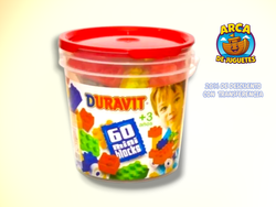 Balde de Bloques Duravit 60 Piezas con Ruedas 🚗 – Juguete Didáctico de Construcción para Niños +3 Años